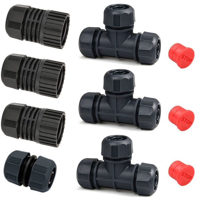 Eden DIY Garden Hose and Faucet Connector - 10-Piece Set (Model#99910)  Red  Black - Image 1
